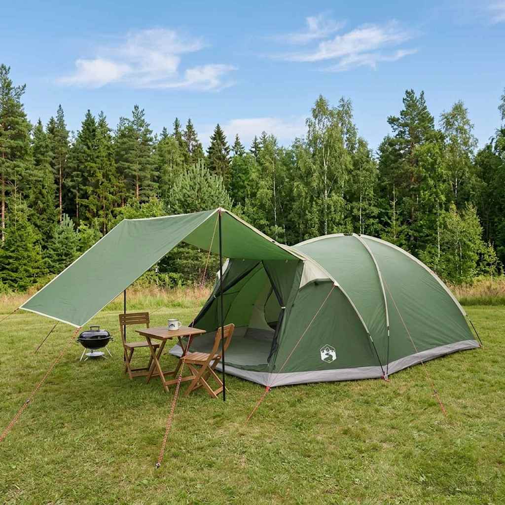 Hütten-Zelt 6 Personen Grün Polyester und Stahl