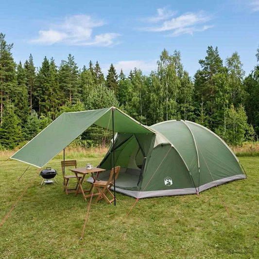 Hütten-Zelt 6 Personen Grün Polyester und Stahl