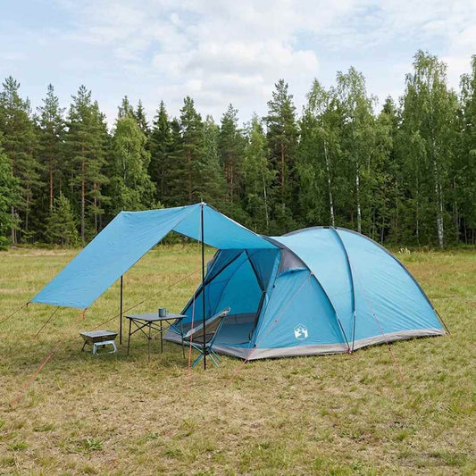 Hütten-Zelt 6 Personen Blau Polyester und Stahl