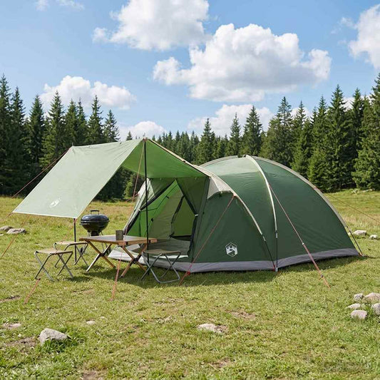 Hütten-Zelt 8 Personen Grün Polyester und Stahl