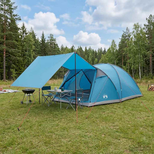 Hütten-Zelt 8 Personen Blau Polyester und Stahl