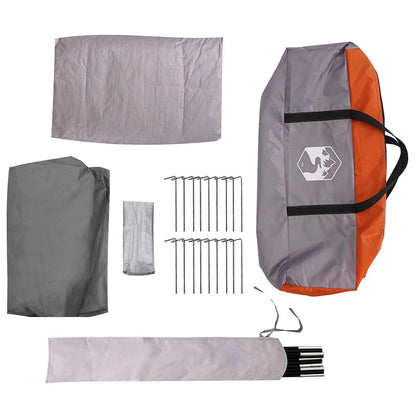 Hütten-Zelt 8 Personen Grau und Orange Polyester und Stahl