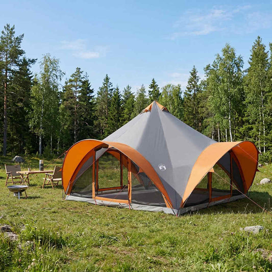Tipi Zelt 18.0 Personen Grau und Orange Polyester und Stahl
