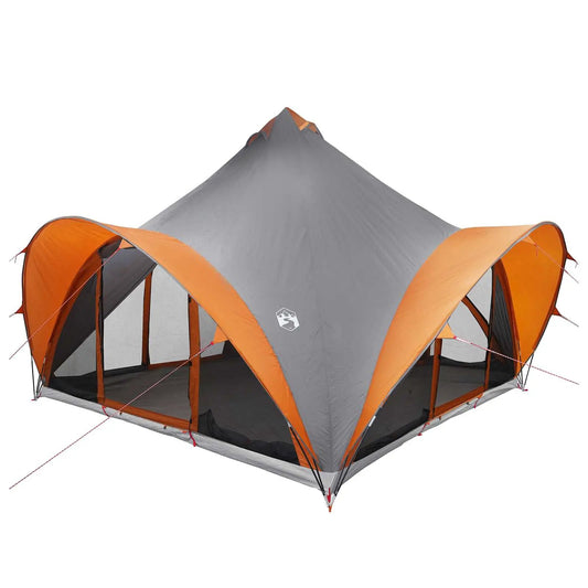 Tipi Zelt 6.0 Personen Grau und Orange Polyester und Stahl