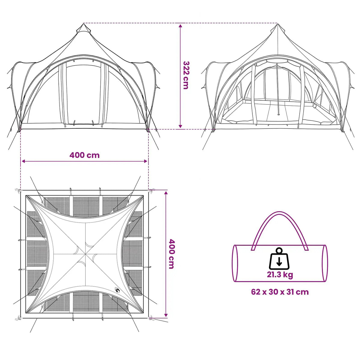 Tipi Zelt 6.0 Personen Armeegrün Polyester und Stahl