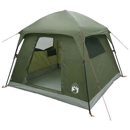 Hütten-Zelt 4 Personen Olive Grün Polyester und Stahl