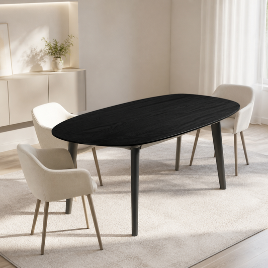 Tischplatte Dunkelbraun 100x50x4 cm Massivholz Eiche Oval