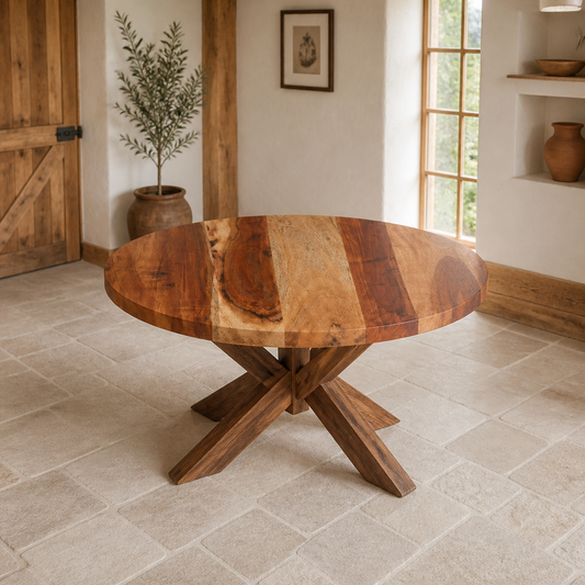 Tischplatte Massivholz Akazie Rund 60 cm, 15–16 mm Dicke, vidaXL