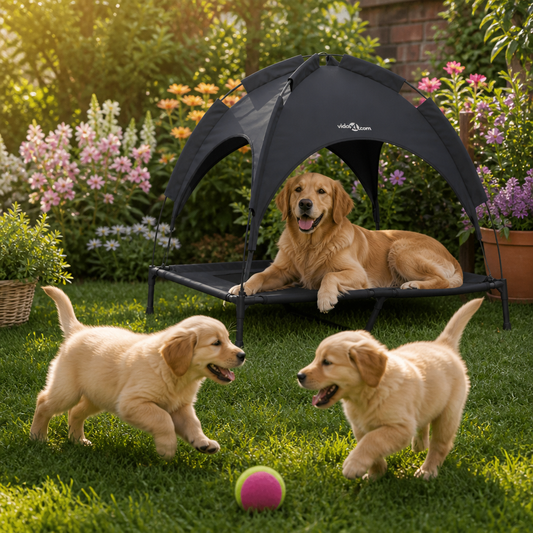 Hundebett Schwarz 92x77x82,5 cm Stahlgestell vidaXL