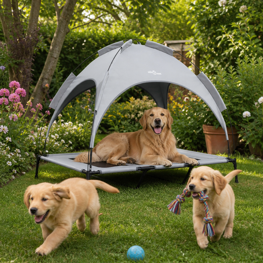 Hundebett vidaXL, Silber/Grau, Stahlgestell, 122 x 93 x 106,5 cm