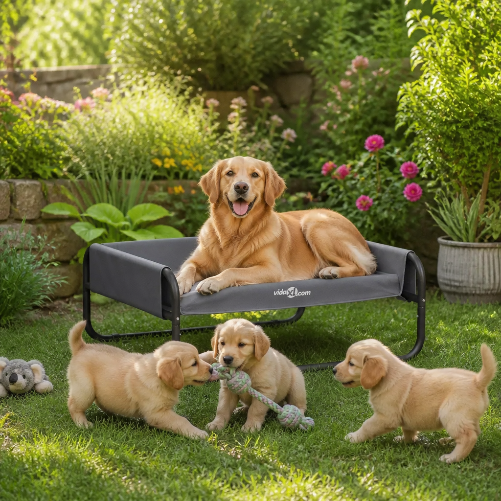 Hundebett Hellgrau aus Stahl von vidaXL, 75 x 75 x 30 cm