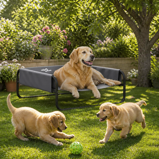 Hundebett Hellgrau 70x70x28,5 cm Stahl von vidaXL – graues Hundebett mit Stahlrahmen