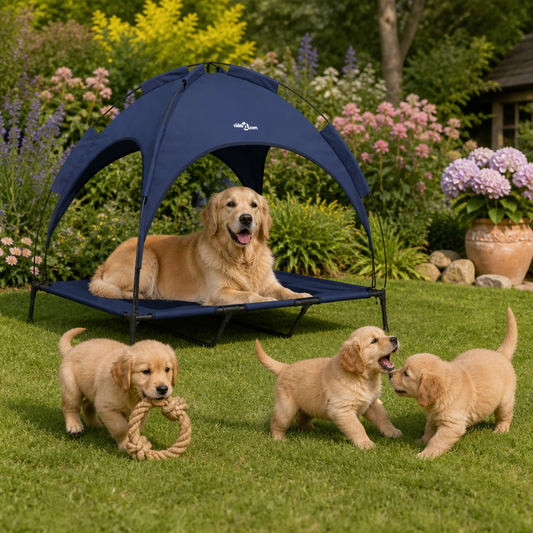 Hundebett Marineblau mit Stahlrahmen – vidaXL, 122 x 93 x 106,5 cm
