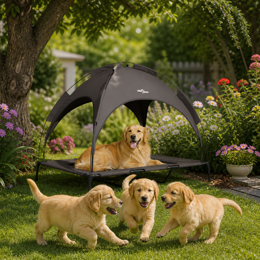 Hundebett Braun 122 x 93 x 106,5 cm Stahl von vidaXL, Outdoor-Hundebett mit Stahlrahmen