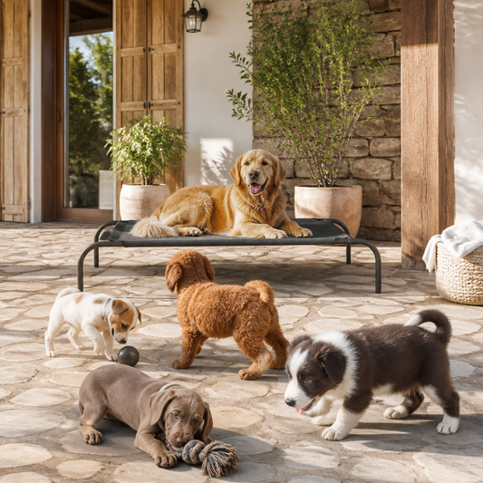 vidaXL Erhöhtes Hundebett Schwarz L Textilene – schwarzes, erhöhtes Hundebett mit Textilene-Bettfläche