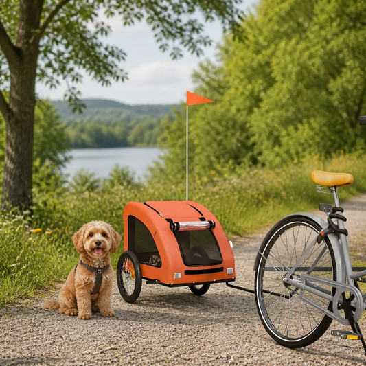 Fahrradanhänger für Hunde Orange Oxford-Gewebe und Eisen
