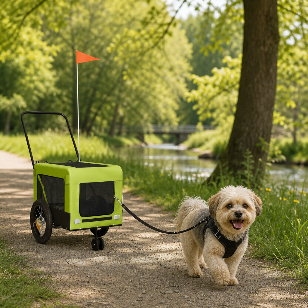 Fahrradanhänger Hunde Grün und Schwarz Oxford-Gewebe & Eisen
