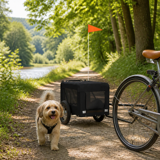 Fahrradanhänger Hunde Schwarz Oxford-Gewebe & Eisen