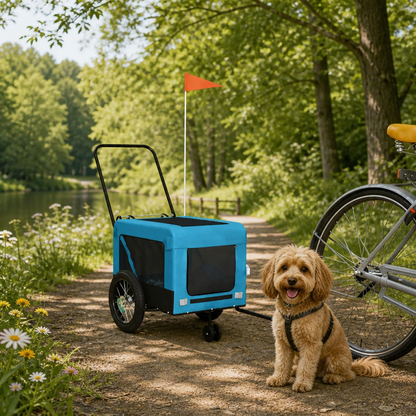 Fahrradanhänger Hunde Blau und Schwarz Oxford-Gewebe & Eisen