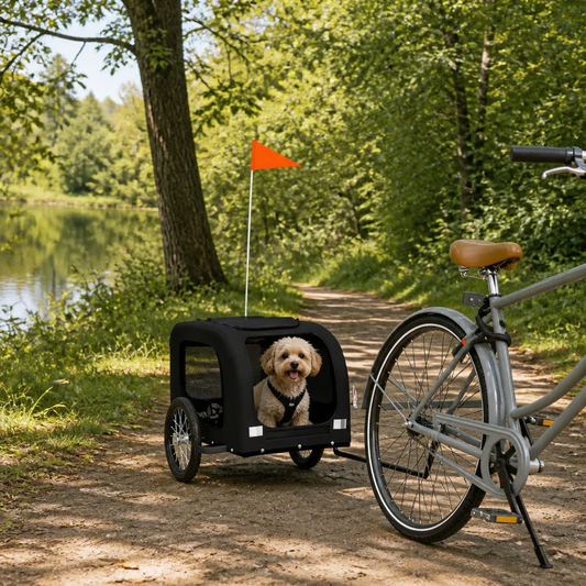 Fahrradanhänger Hunde Schwarz Oxford-Gewebe und Eisen