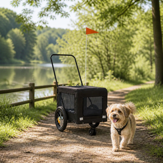 Fahrradanhänger Hunde Schwarz Oxford-Gewebe und Eisen