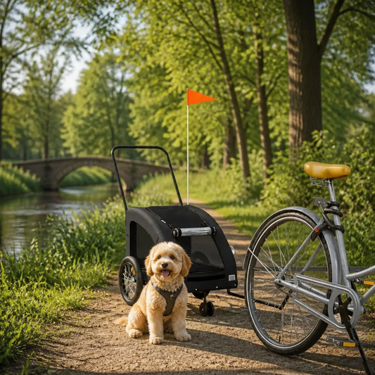 Fahrradanhänger Hunde Schwarz Oxford-Gewebe und Eisen
