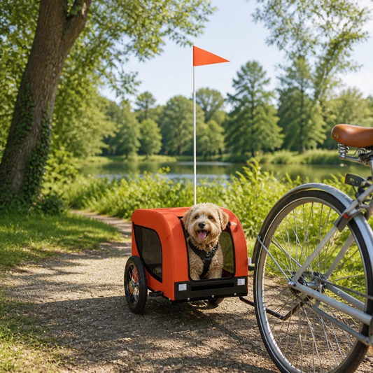 Fahrradanhänger Hunde Orange und Schwarz Oxford-Gewebe & Eisen