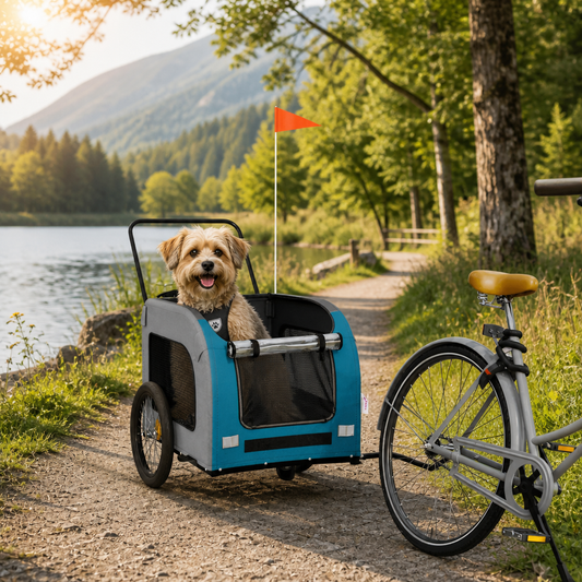 Fahrradanhänger Hunde Blau und Grau Oxford-Gewebe und Eisen