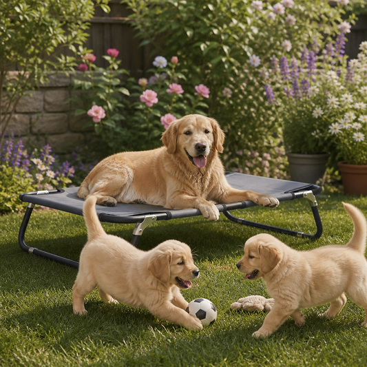 Hundebett 70 x 46 x 18 cm Stahl Hellgrau für Terrasse