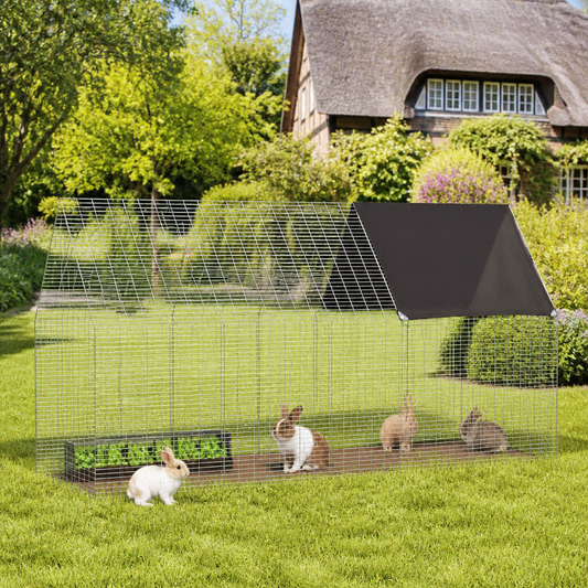 Hasenkäfig vidaXL aus verzinktem Stahl, Silber, 400 x 100 x 210 cm – Kleintiergehege