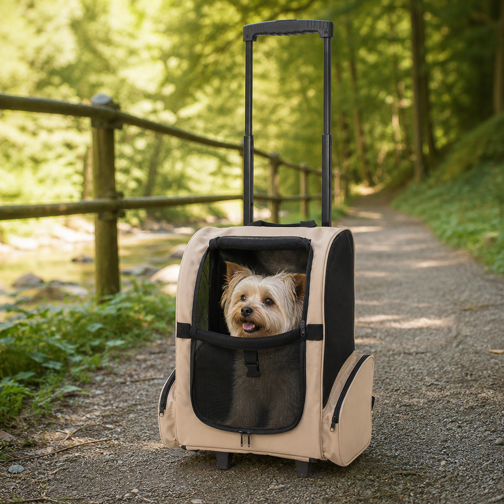 Trolley für Haustiere 3-in-1 Faltbar Sandfarben