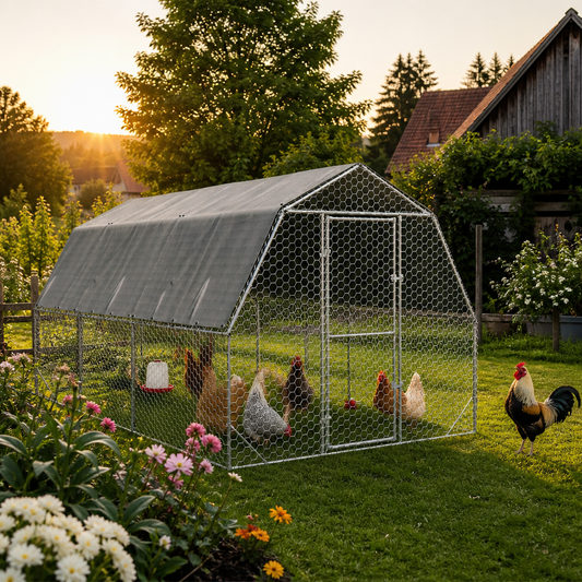 Hühnerstall mit Dach 2,5x10x2,25 m Verzinkter Stahl
