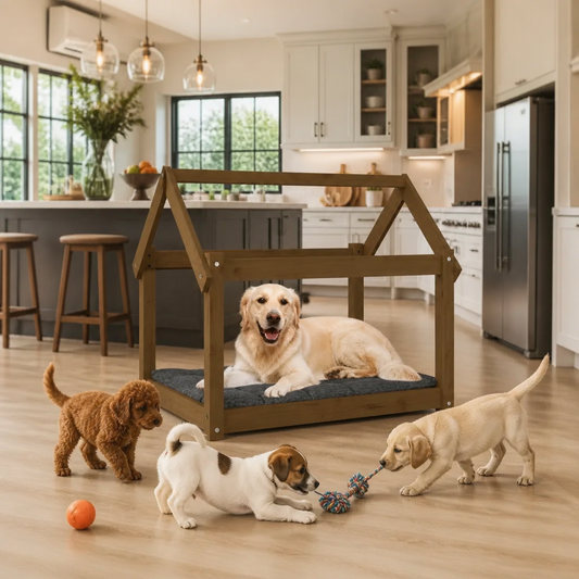 Hundebett Honigbraun aus Massivholz Kiefer, 81x60x70 cm