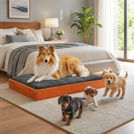 Hundebett Wachsbraun aus Massivholz Kiefer, 92 x 64 x 9 cm, vidaXL