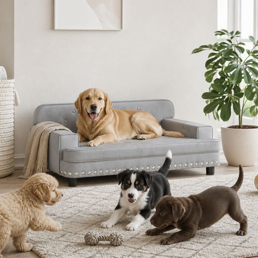 Hundebett Hellgrau Samt 90x53x30 cm, vidaXL