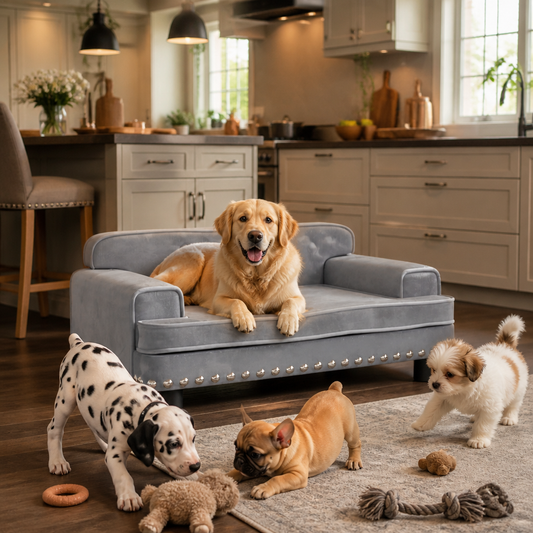 Hundebett Hellgrau Samt 70x45x30 cm vidaXL, gepolstertes sofa-ähnliches Hundebett