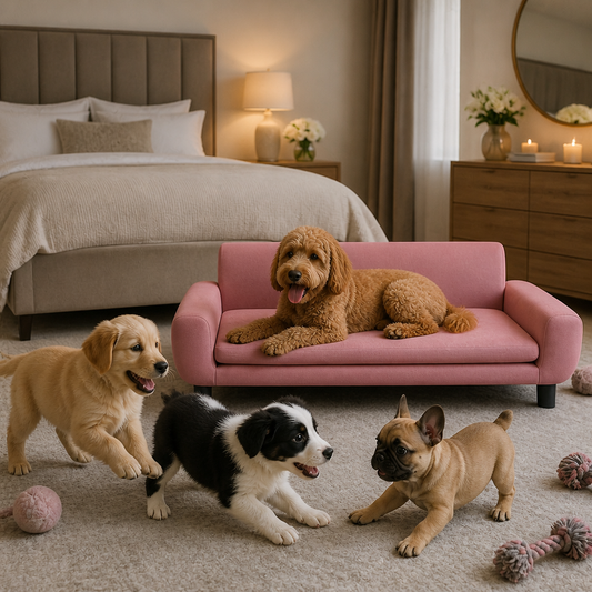 Hundebett Rosa Samt 100x54x33 cm vidaXL, sofa-stil mit gepolsterten Armlehnen