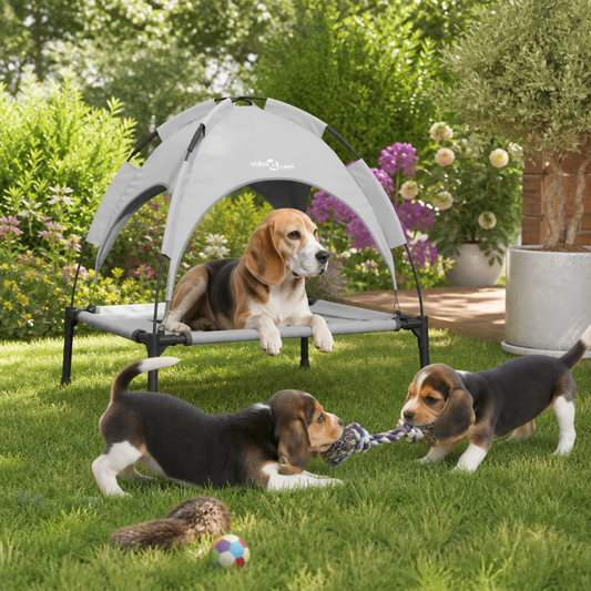 Hundebett vidaXL 62x48x61 cm, Stahlrahmen grau-silber