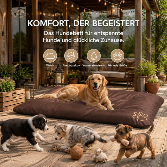 vidaXL Hundebett Größe L Braun mit Pfotenabdruck-Logo