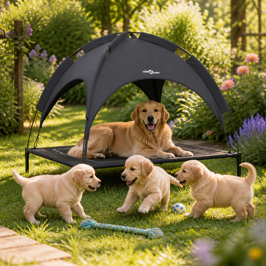 Hundebett 90 x 81 x 80,5 cm Stahl Schwarz, vidaXL Metallrahmen mit schwarzer Stoffoberfläche