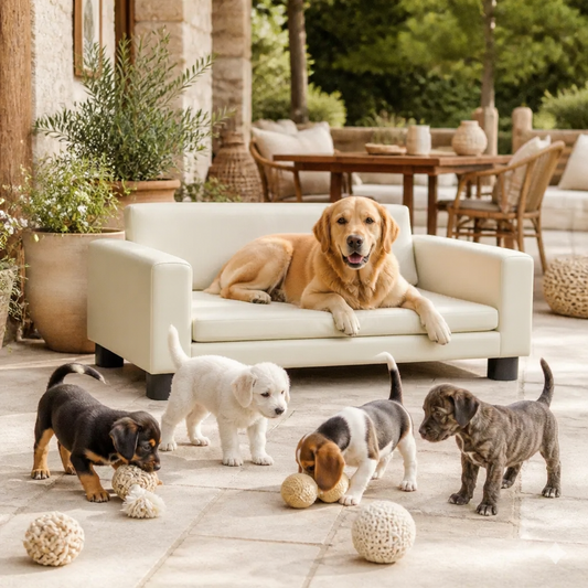 Hundebett mit Verlängerung Creme, Kunstleder, 100x50x30 cm