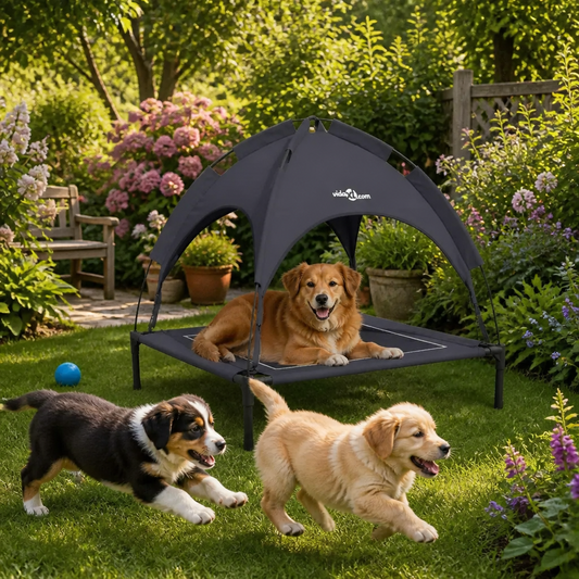 Hundebett aus Stahl Schwarz, 71x64x71 cm, vidaXL, outdoor geeignet