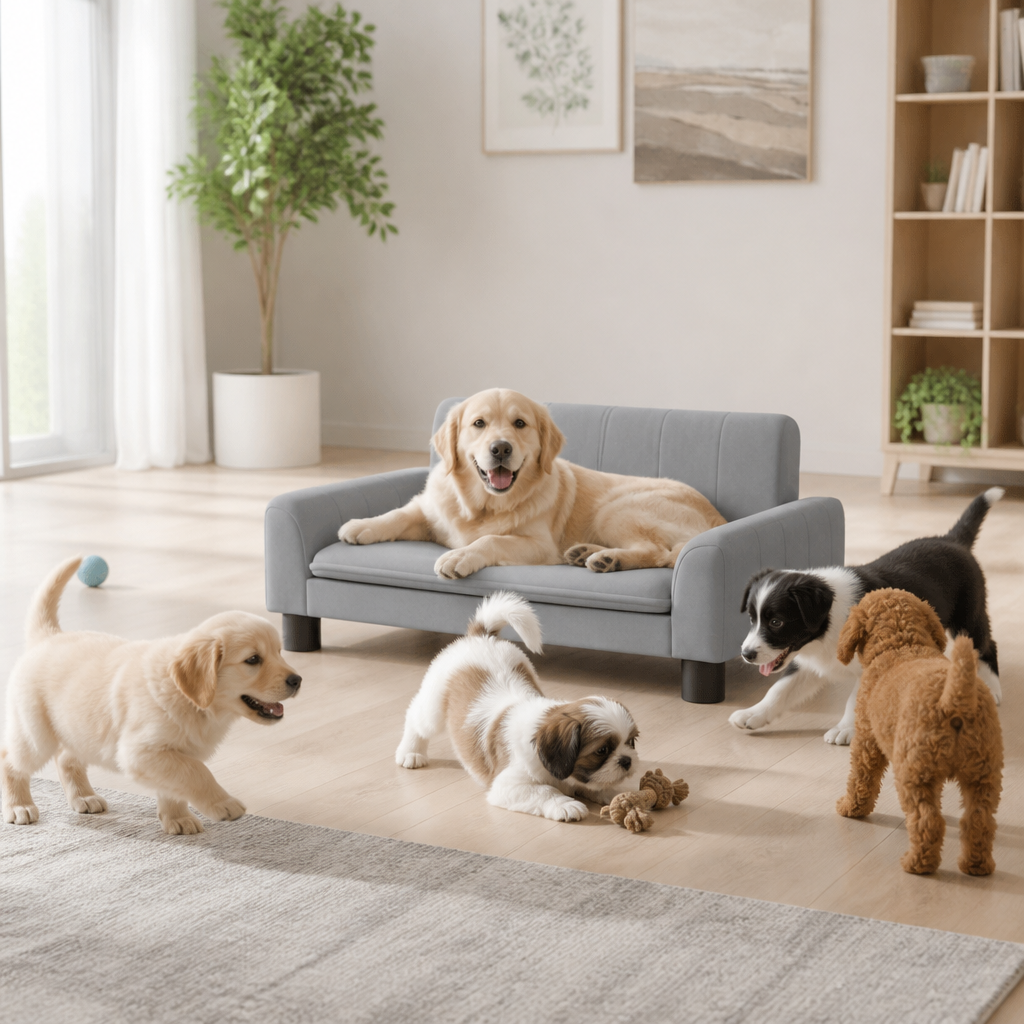Hundebett Hellgrau aus Stoff von vidaXL, 70x45x30 cm