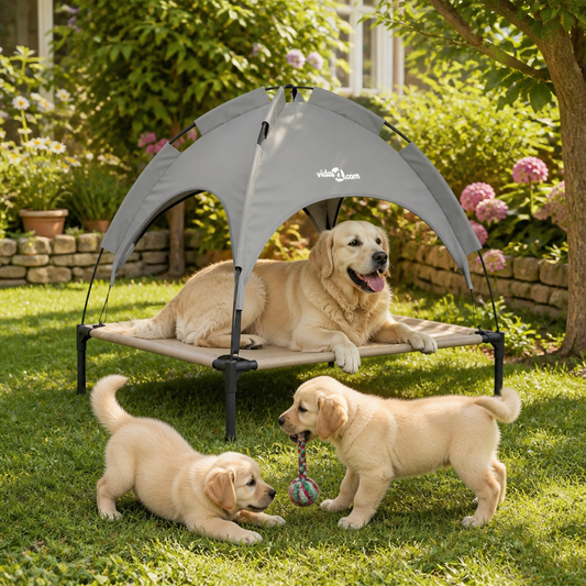 Hundebett vidaXL 71 x 64 x 71 cm, Stahl-Silber-Grau