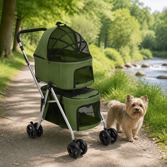 Hundewagen für 2 Hunde Faltbar Grün 83x48x97 cm Oxford-Gewebe