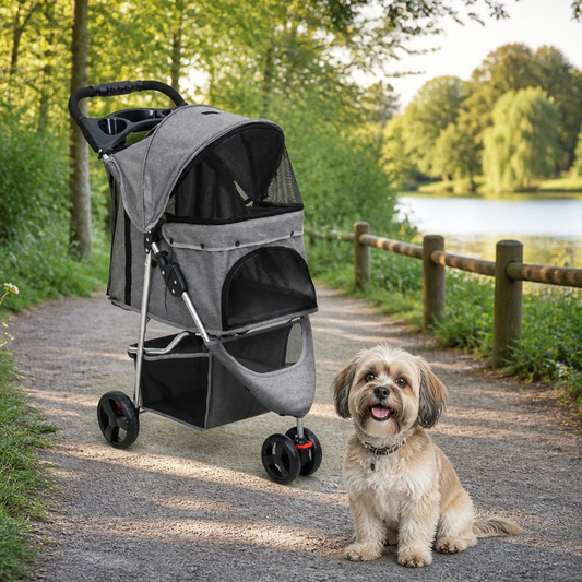 Hundewagen Faltbar Grau 80x46x98 cm Oxford-Gewebe