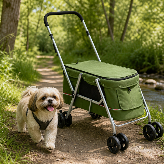 Hundewagen Faltbar Grün 100x49x96 cm Leinenstoff