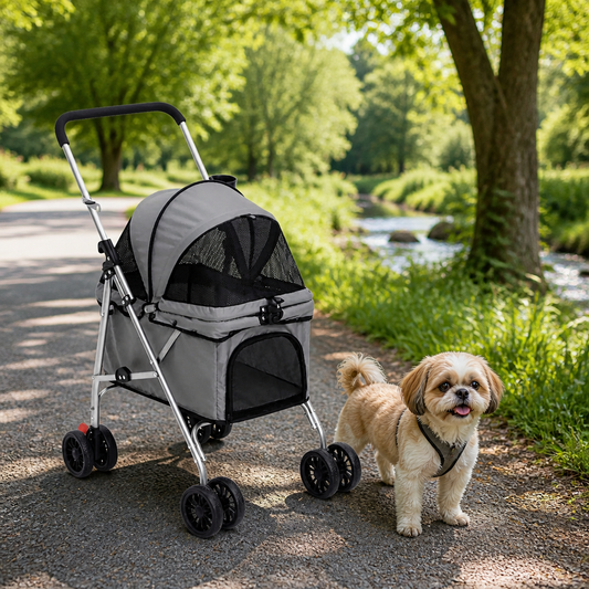 Hundewagen Faltbar Grau 76x50x100 cm Oxford-Gewebe