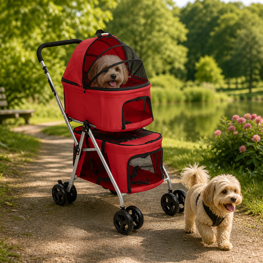 Hundewagen für 2 Hunde Faltbar Rot 83x48x97 cm Oxford-Gewebe