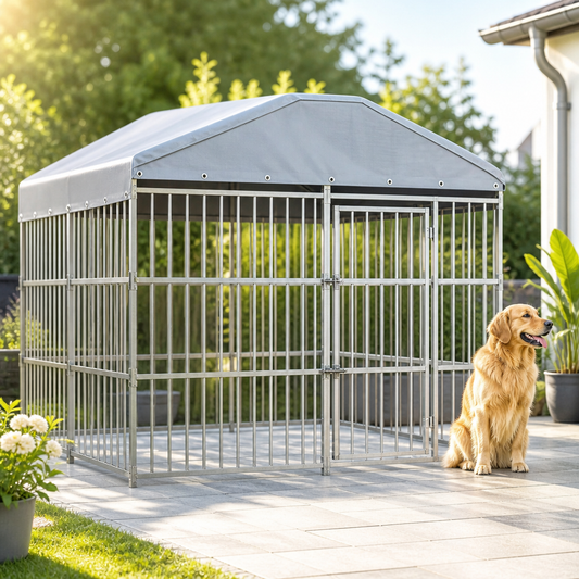 vidaXL Outdoor-Hundezwinger mit Überdachung, 300×300×200 cm, Metallkonstruktion